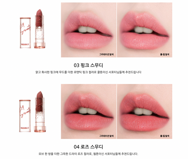 PASSIONCAT Vegan Lipstick Lip Smoothy Matte 패션캣 립스무디 립스틱