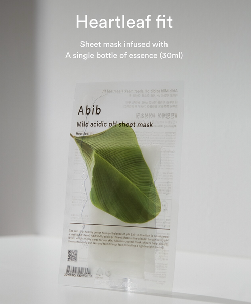 Abib Mild Acidic pH Sheet Mask Heartleaf Fit 아비브 약산성 어성초 마스크팩